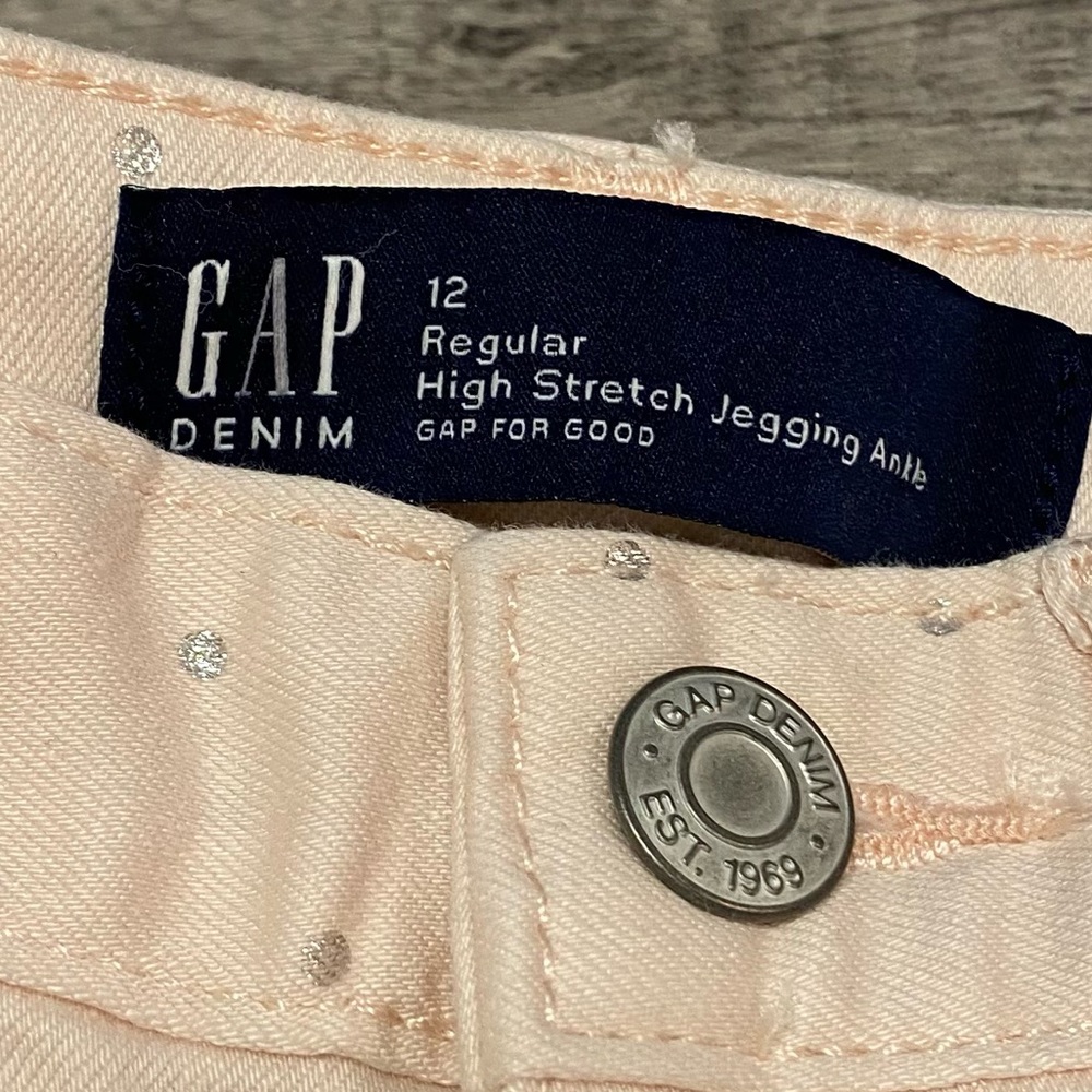 Girls Gap Jeans Pink W/ Silver Polka Dots - Picture 4 of 11